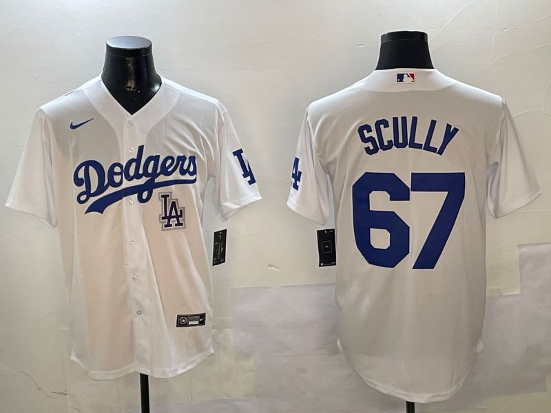 Men Los Angeles Dodgers 67 Scully White Game 2024 Nike MLB Jersey style 0108